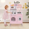 Costway Play Kitchen with 3 Adjustable Heights, Microwave, Stoves, Sink, Oven, Ice Maker White/Pink - 2 of 4