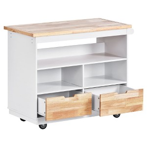 NicBex 46Inch Rolling Kitchen Island with 2 Drawers,Spice Rack and 3 Open Compartments - 1 of 3