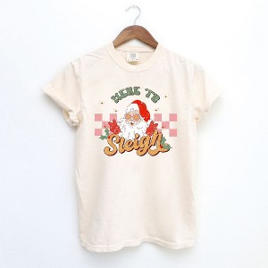Simply Sage Market Women's Here To Sleigh Short Sleeve Garment Dyed Tee - 1 of 4