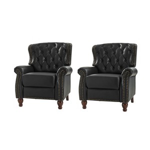 Set of 2 Justine Transitiona Wooden Upholstery Genuine Leather Recliner with Nailhead Trim for Living Room and Bedroom| ART OF LIVING DESIGNS - 1 of 4