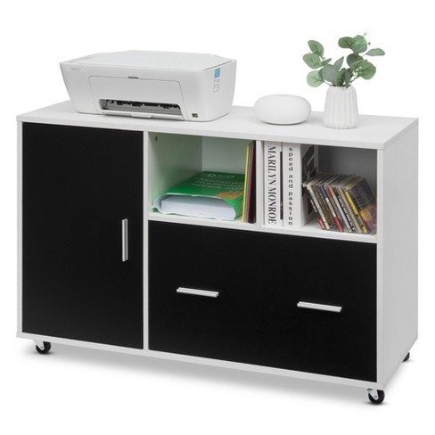  3 Drawer File Cabinets, Mobile Lateral Printer Stand with Open  Shelf, Rolling Filing Cabinet with Wheels Home Office Organization and  Storage (White) : Office Products