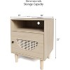 Rattan Nightstand with Charging Station, Boho End Table, Side Table with USB Ports & Power Outlets，1 Storage and Solid Wooden Legs for Bedroom - 2 of 4