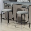 QingMoon, Modern Boucle Counter Stools Set of 2, Soft Fabric Bar Stools, with Back & Footrest, for Kitchen Island, Counter, Cafes - 2 of 4