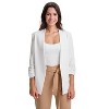 Versa Women’s Collarless 3/4 Sleeve Open Front Jacket – Semi-Fitted Ruched Sleeve Blazer for Office or Evening Wear - 3 of 4