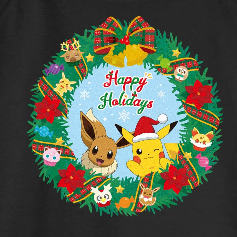 Juniors Womens Pokemon Pikachu and Eevee Happy Holidays Sweatshirt, 2 of 5