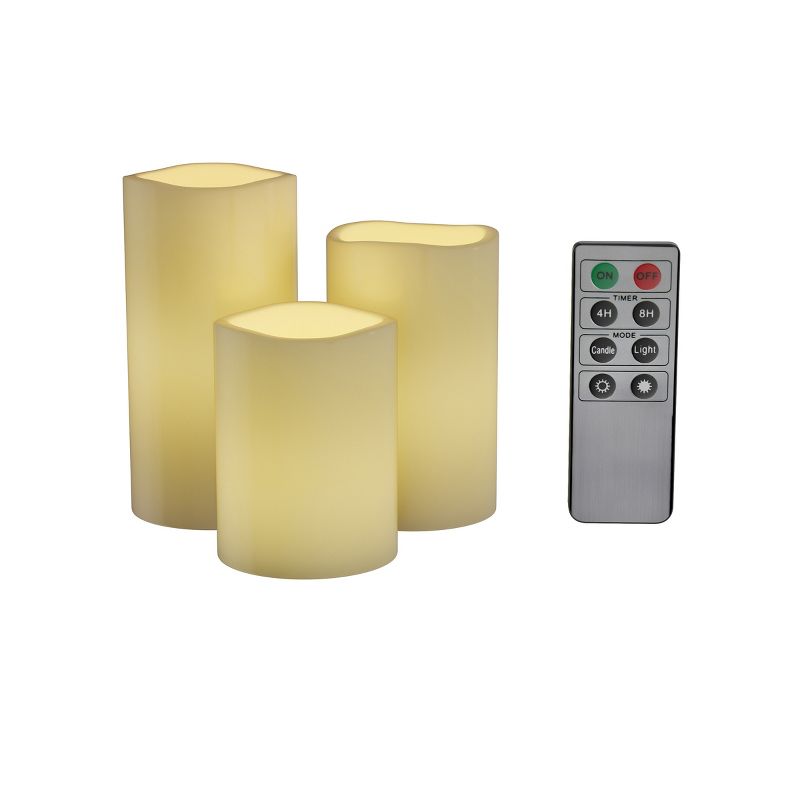 Hasting Home Set of 3 Flameless LED Pillar Candles with Remote, 1 of 9
