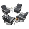 UPHA 6-Piece Patio Outdoor Wicker Swivel Rocking Chair Set with Side Table and Cushions - 2 of 4