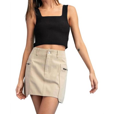 Women's STONE WASHED MINI CARGO SKIRT - ee:some