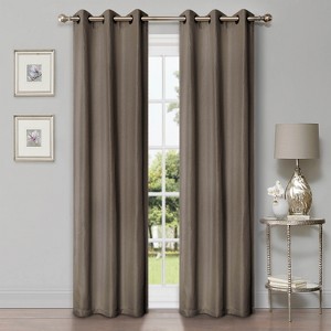 Classic Linen Design Room Darkening Semi-Blackout Curtains, Set of 2 by Blue Nile Mills - 1 of 4
