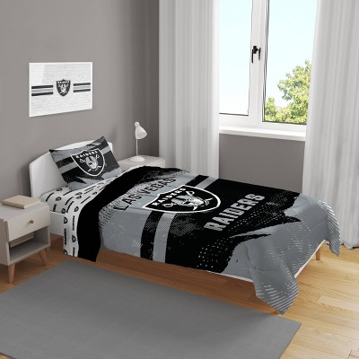 Nfl Vegas Raiders Heathered Stripe Queen Bed In A Bag - 3pc : Target