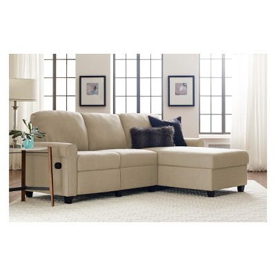 Beige Fabric Sectional Sofa with Storage and Recliner