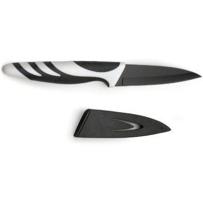 RSVP International Black Nonstick Stainless Steel Paring Knife, 3.5 Inch