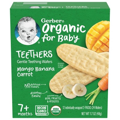 Gerber Teethers Organic Mango Banana Carrot Baby Snacks - 1.7oz