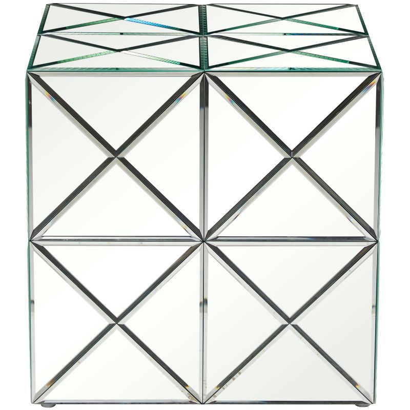 Glam Glass Geometric Cube Accent Table Silver - Olivia &#38; May, 5 of 6