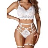 Avidlove Women's Lingerie Set 3 Piece Garter Lingerie Lace Bra and Panty Set - 2 of 4