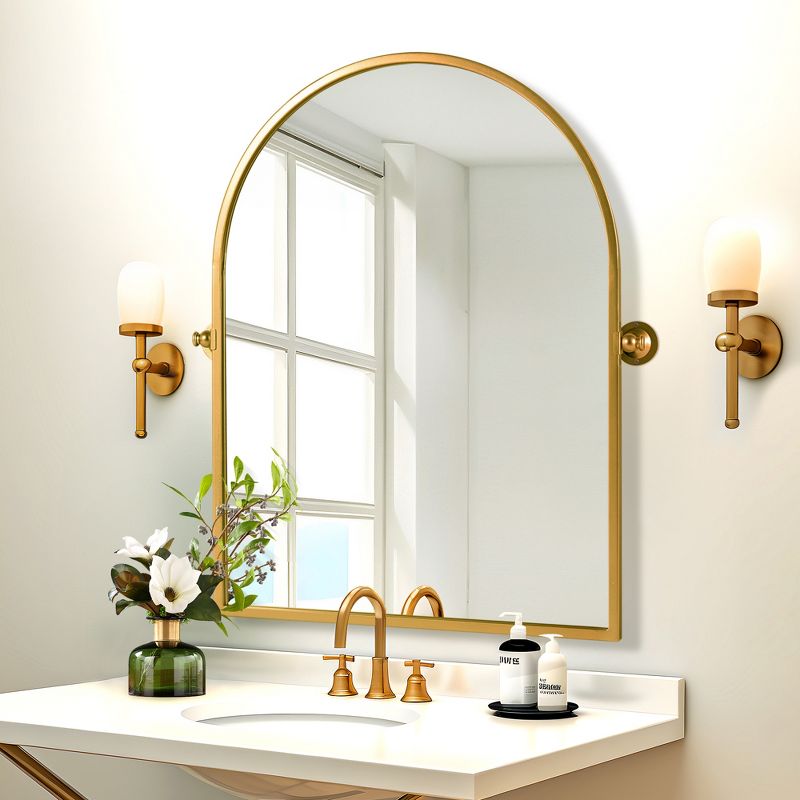 Neutypechic Metal Frame Arch Mirror Pivot Bathroom Vanity Mirror, 2 of 8