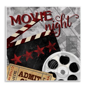 Stupell Industries Movie Night Cinema Reel Entertainment Ticket Sign Wall Plaque Art - 1 of 4