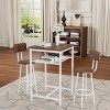 KTMBDW Bar Table and Chairs Set, 2-Layer Table & 2 Stools with Backrest, Metal High Top Table Breakfast Stools Set for Living Room, Kitchen - 2 of 4