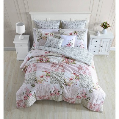 Ailyn Full Pink Cotton Reversible Comforter Set