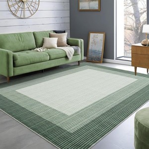 Low-Pile Washable Bordered Area Rug for Living Room Bedroom Dining Room, Non-Slip Stain Resistant Non-Shedding Carpet Geometric Floor Decor - 1 of 4