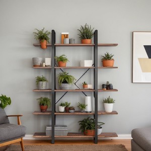 Hommoo 5-Tier Industrial Bookshelf - 1 of 4