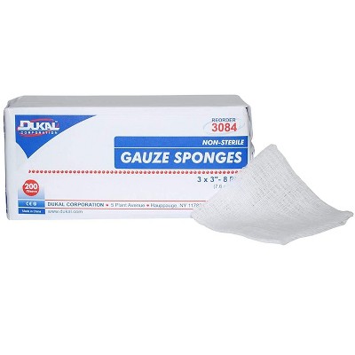 Dukal Gauze Sponge 12 Ply Non-Sterile 3"X3", 200 Count