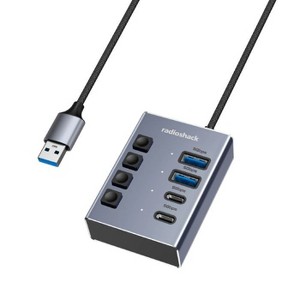 RadioShack 4 Port USB 3.0 Hub 2 USB-A & 2 USB C For Enhanced Supercharge and Connectivity 2607159 - 1 of 4