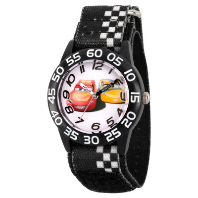 Boys' Disney Cars 3 Lightning Mcqueen And Cruz Ramirez Black Plastic Time Teacher Watch - Black