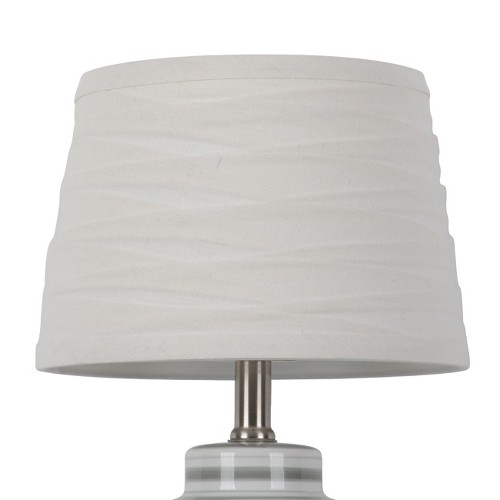 Linen Overlay Modified Drum Small Lamp Shade White Threshold, by