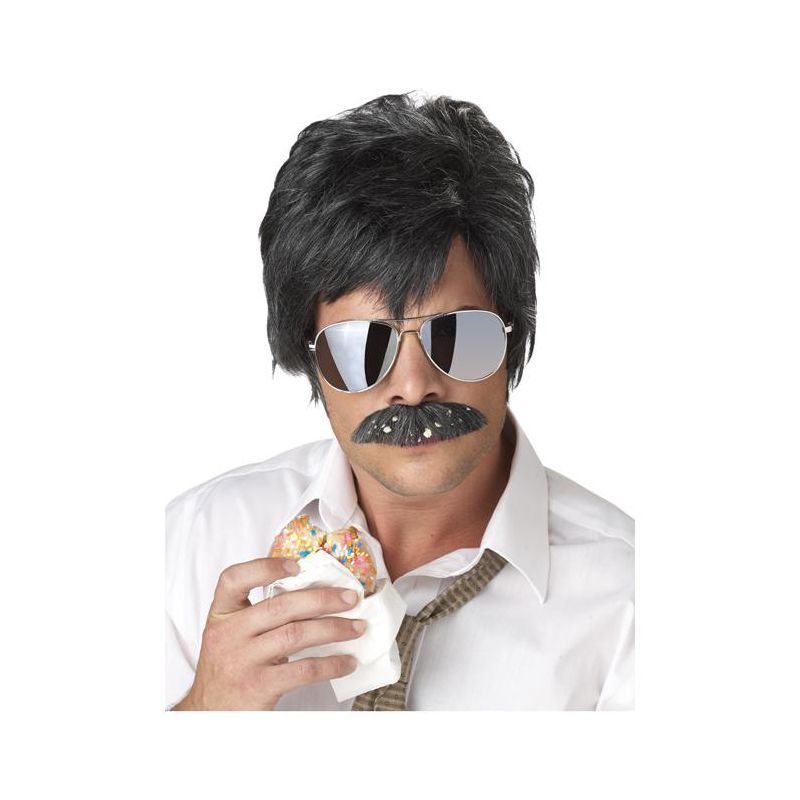 California Costumes Ace Detective Costume Wig and Moustache (Black/Silver), 1 of 2