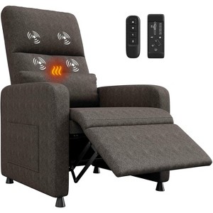 Power Recliner with Massage & Heat, Electric Ergonomic Chair with Overstuffed Tall Back, Padded Seat, 2 Side Pockets & USB Port - 1 of 4
