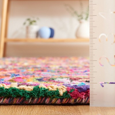 Handmade Red Cotton Tufted Square Area Rug 4' x 4'