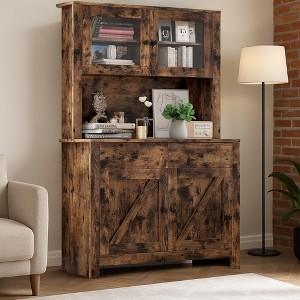 Garvee Kitchen Pantry Cabinet with Microwave Stand, Freestanding Hutch Cabinet with Buffet Cupboard - 1 of 4