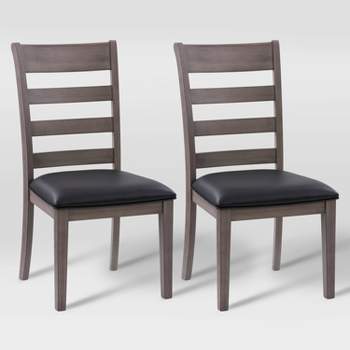 Set of 2 New York Wood Dining Chairs Washed Gray - CorLiving