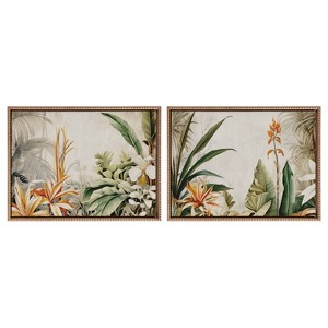 Kate & Laurel All Things Decor (Set of 2) 18"x24" Sylvie Beaded Retro Jungle Botanical 1 and 2 Framed Arts by The Creative Bunch Studio - 1 of 4