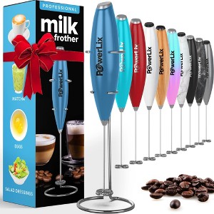 PowerLix Milk Frother Handheld Battery Operated Electric Whisk Foam Maker For Coffee With Stainless Steel Stand Included - 1 of 4