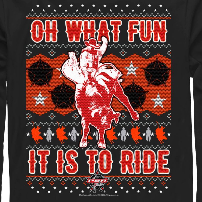Men's Professional Bull Riders Oh What Fun it is to Ride Sweater Print Long Sleeve Shirt, 2 of 5
