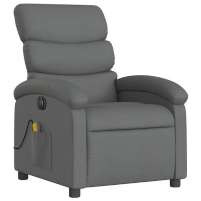 vidaXL Electric Massage Recliner Chair - Dark Gray 6-Point Vibration, Auto-Adjusting Backrest/Footrest, Comfort Armchair with Side Pocket