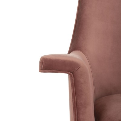 Dusty Rose Velvet Wood Contemporary Accent Arm Chair