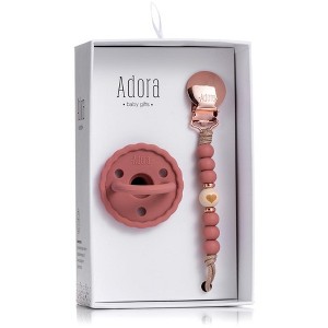 Baby Soother Silicone Pacifiers & Coordinating Mini Clip – Scalloped/Classic Design Infants Self-Soothing & Comforting Gift Set of 2 for Newborns - 1 of 4