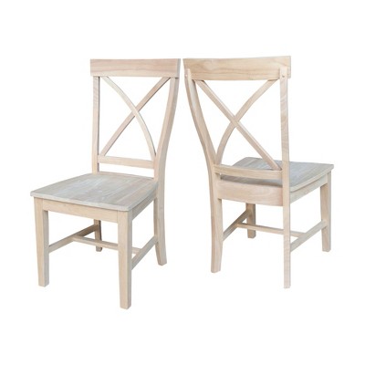 Creekside Light Beige Wood Cross Back Dining Chairs, Set of 2