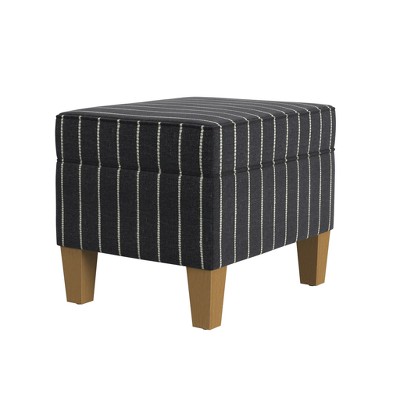 Suri Transitional Blue Slate Fabric Storage Ottoman