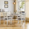 VECELO Rustic Dining Table Set, Rubber Wood Round Table and Upholstered Dining Chairs for Kitchen, Gray - 4 of 4