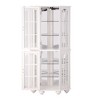 Alilang 22.00 Inch Tall Corner Display Cabinet with Glass Doors and Elegant Curved Design - White - 3 of 4