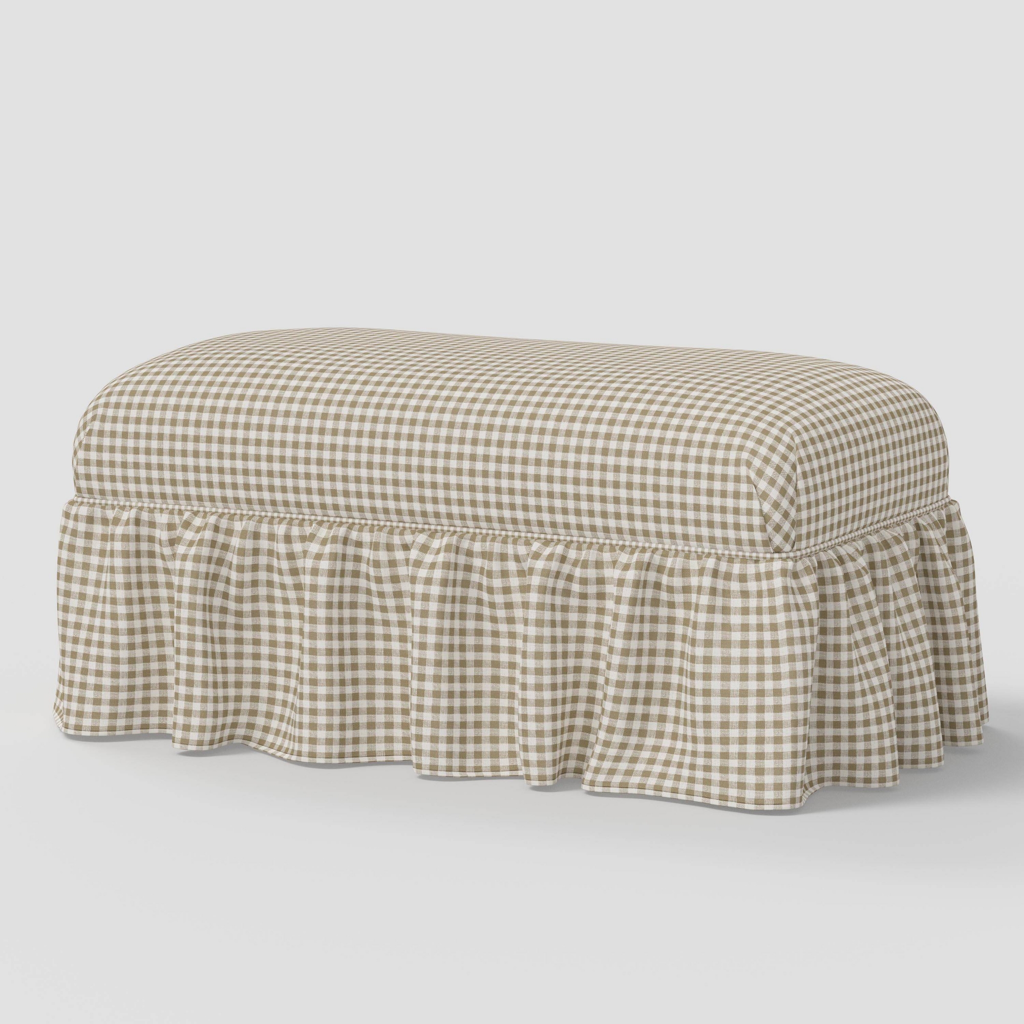 Maria Ruffle Skirt Bench in Kale Gingham Taupe Cream - Threshold™ designed with Studio McGee