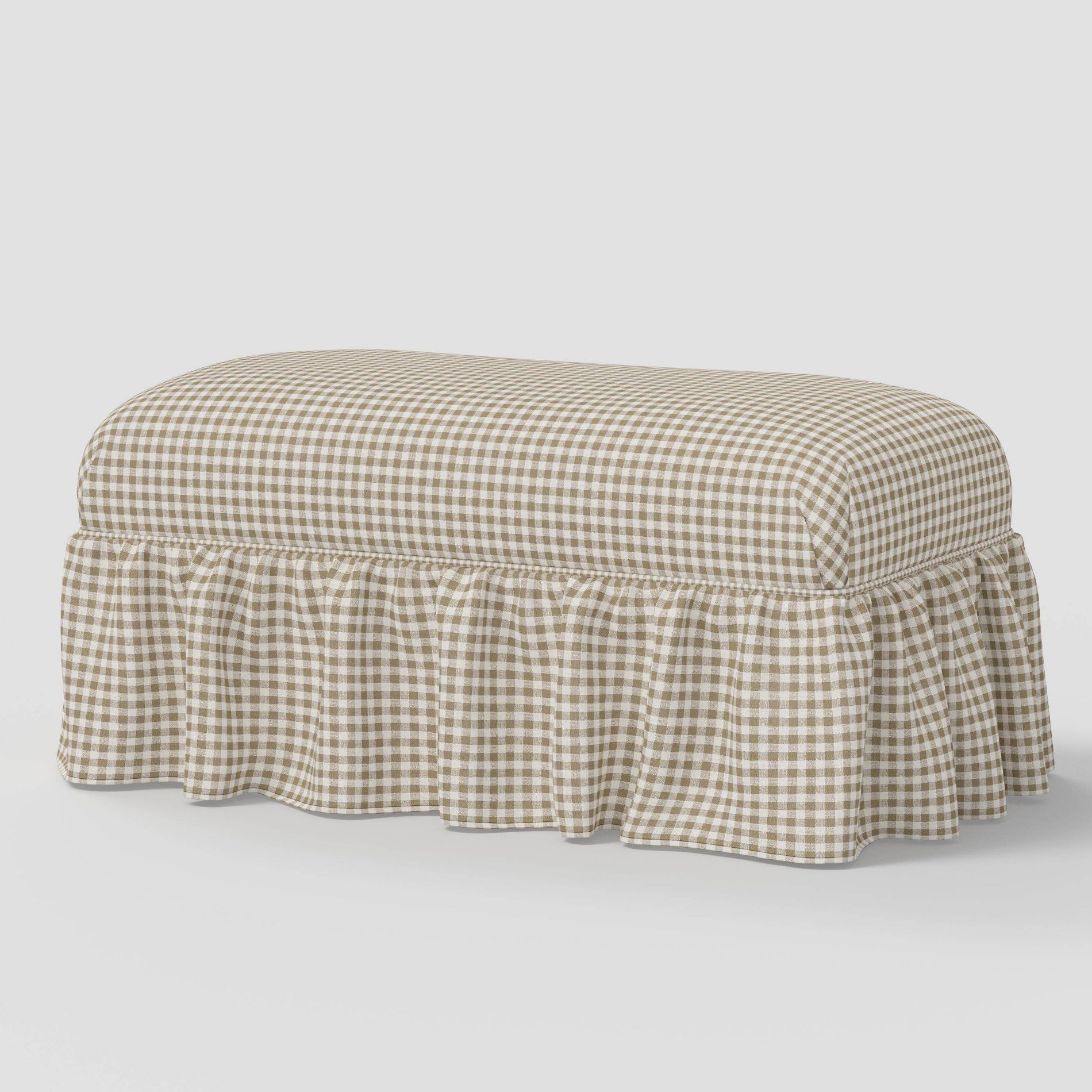 Ruffle Skirt Bench Kale Gingham Taupe Cream - Threshold™ designed with Studio McGee