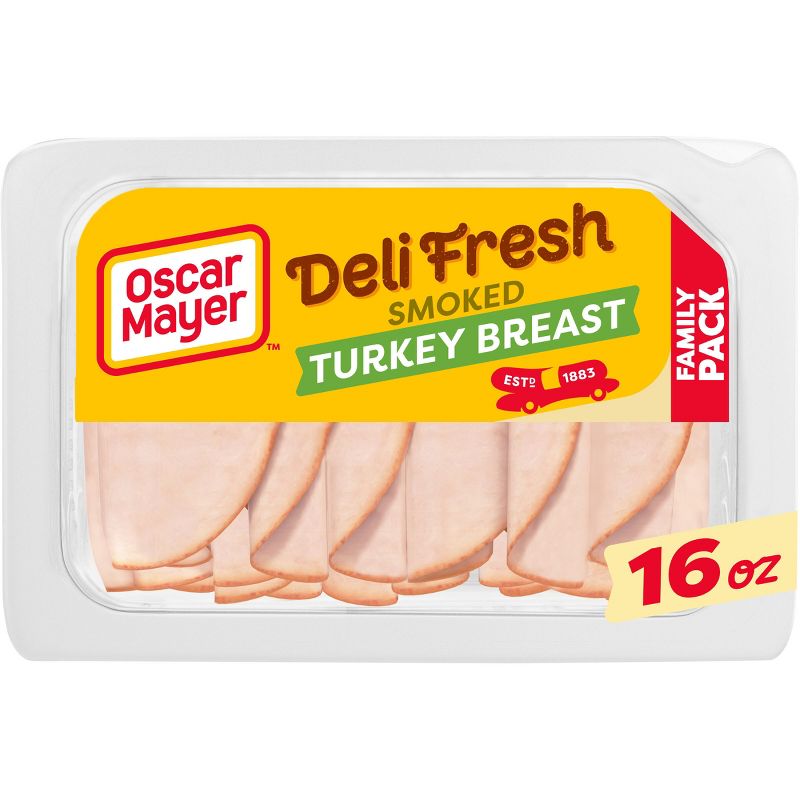 Oscar Mayer Deli Fresh Smoked Turkey Breast Sliced Lunch Meat Family Size - 16oz, 1 of 11
