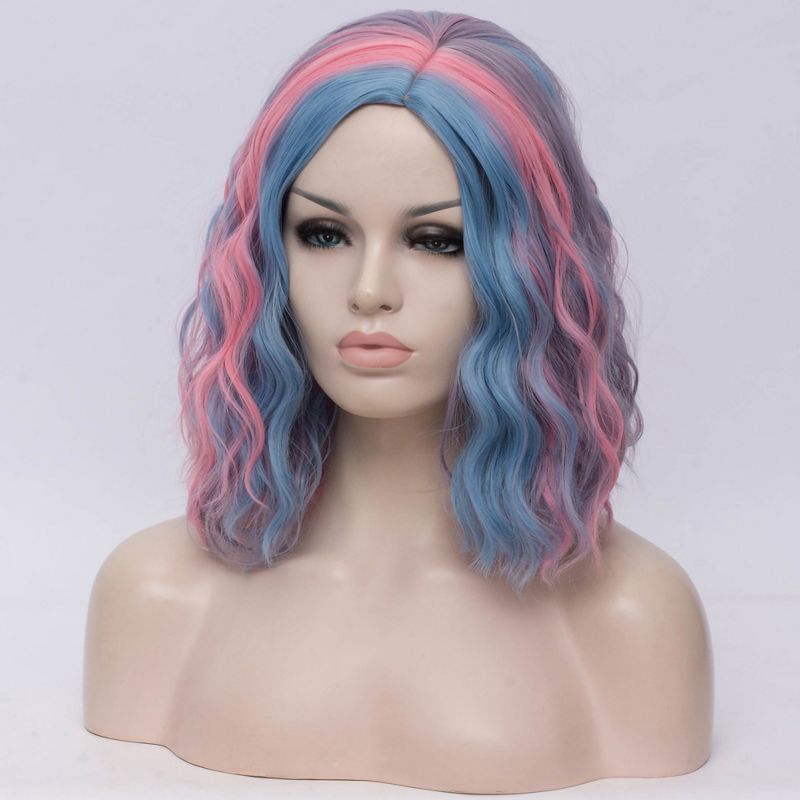 Unique Bargains Curly Wig Human Hair Wigs for Women 14" with Wig Cap Shoulder Length Wig, 3 of 7