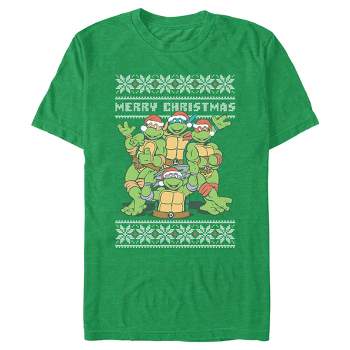 Men's Teenage Mutant Ninja Turtles Merry Ugly Christmas Sweater Print T-Shirt