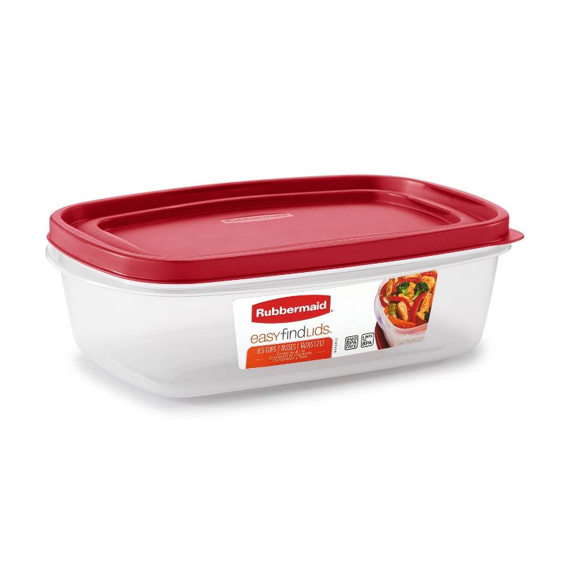 Rubbermaid Easy Find Lids 8.5 Cup Plastic Large Rectangle Food Storage Container Clear, 2 of 8